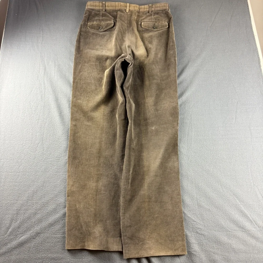 Vintage LL Bean Double Pleated Corduroy Pants Men's 33 (Fits 32x32) Brown Faded
